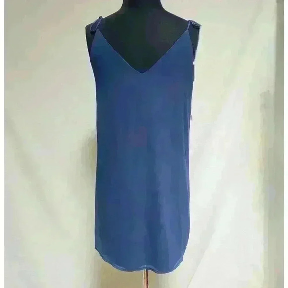 NWOT Navy Blue Naked Zebra S Slip Dress Spaghetti Strap Ties Front Button Detail - Picture 4 of 6